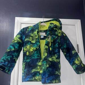 Columbia Kids Green & Blue Camo Insulated Hooded Puffer